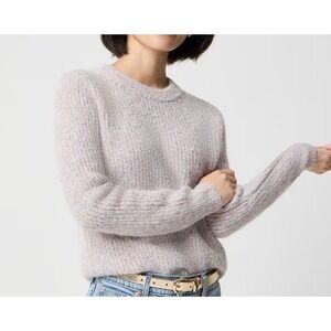 J. Crew Metallic Sequin Festive Cozy Pink Rainbow Crewneck Sweater SZ L